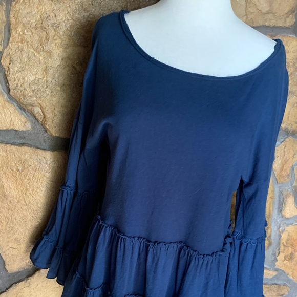 EUC Hannah Blue Knit Top with Ruffle - Size Medium - Picture 5 of 16